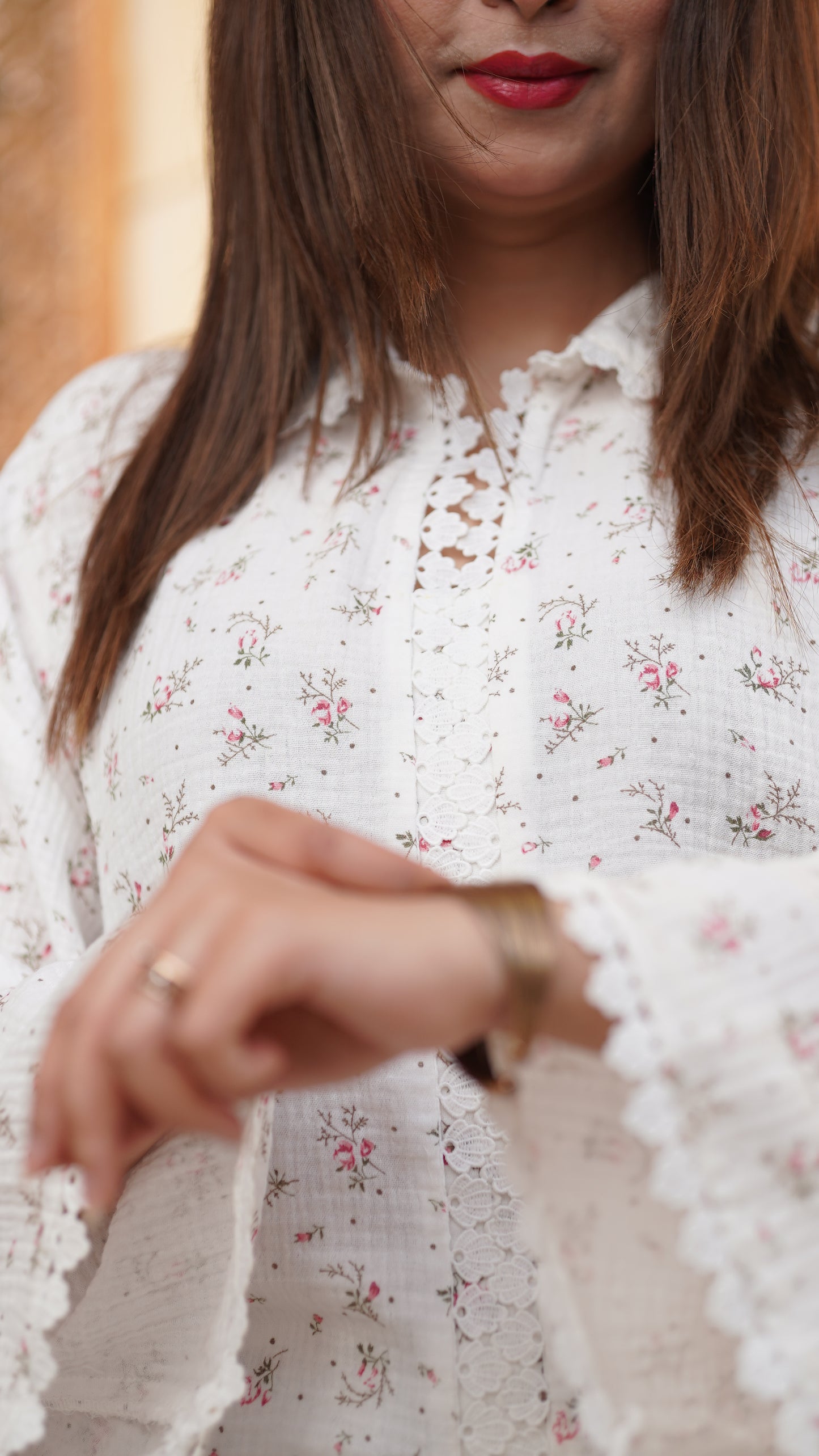 White Flowy Floral Matching Set
