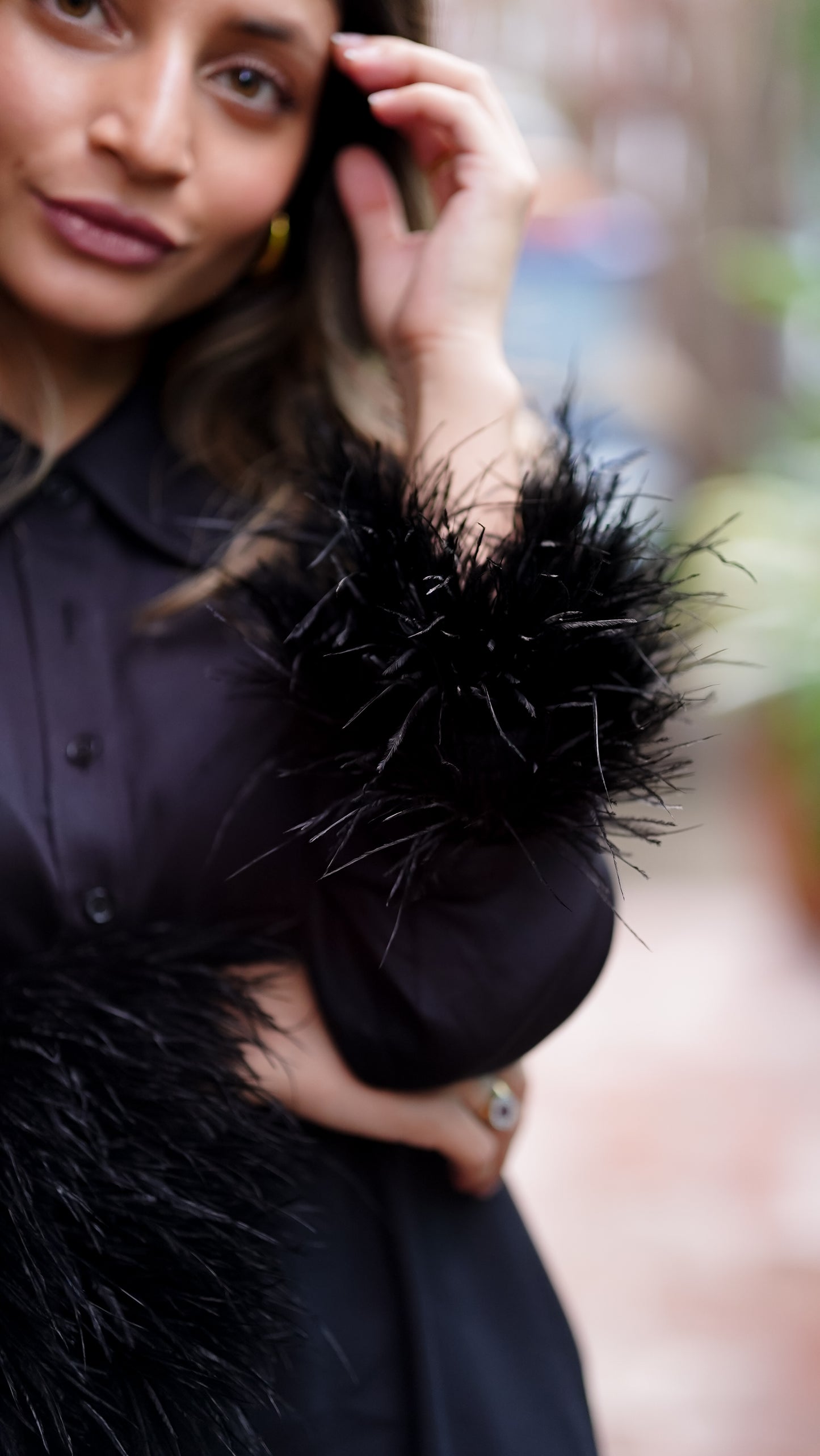 Black Ostrich Feather Matching Set