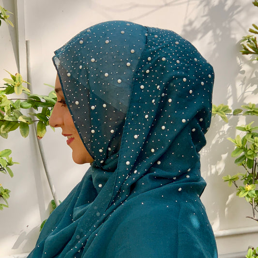 Teal Lane Pearl Scarf