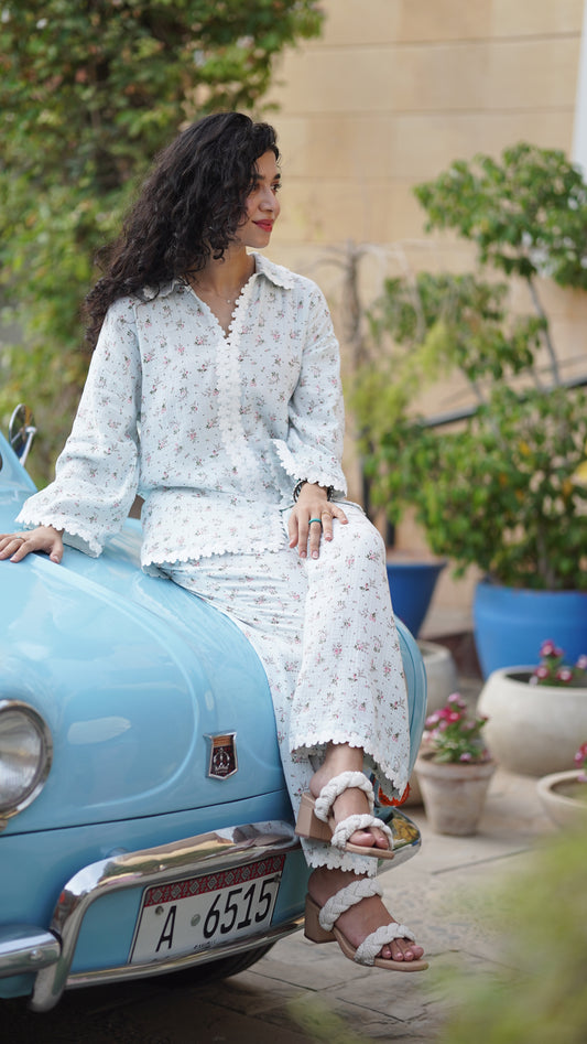 Baby Blue Flowy Shirt