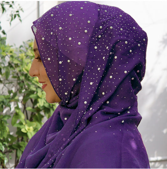 Purple Scarf with Pearls
